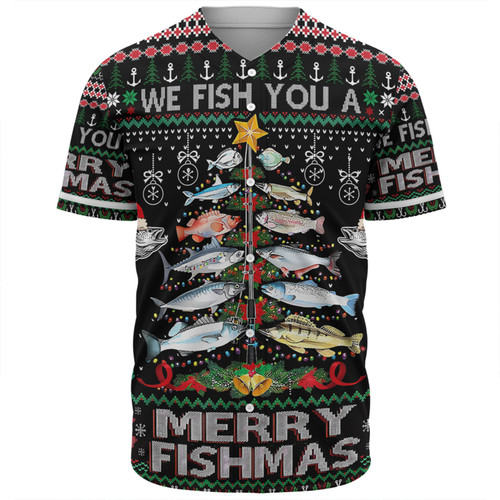 Australia Christmas Fishing Baseball Shirt - Merrry Fishmas Fishing Rod Christmas Tree Baseball Shirt