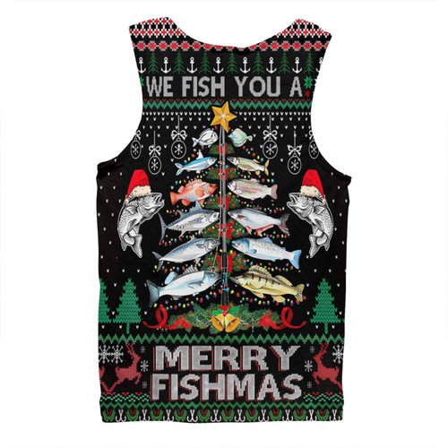 Australia Christmas Fishing Men Singlet - Merrry Fishmas Fishing Rod Christmas Tree Men Singlet Australia Christmas Fishing Men Singlet - Merrry Fishmas Fishing Rod Christmas Tree Men Singlet