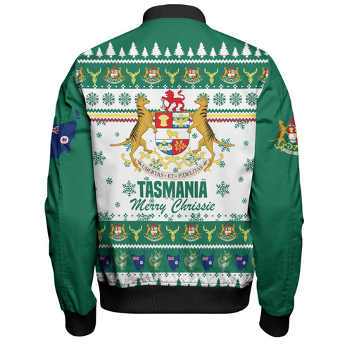 Tasmania Christmas Bomber Jacket - Merry Chrissie Bomber Jacket Tasmania Christmas Bomber Jacket - Merry Chrissie Bomber Jacket