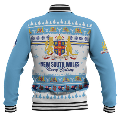 New South Wales Christmas Baseball Jacket - Merry Chrissie Baseball Jacket New South Wales Christmas Baseball Jacket - Merry Chrissie Baseball Jacket