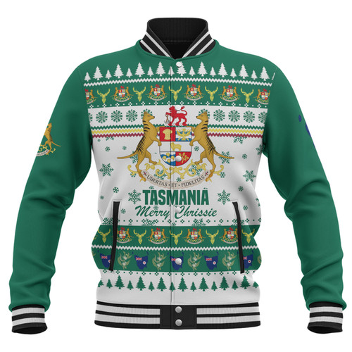 Tasmania Christmas Baseball Jacket - Merry Chrissie Baseball Jacket