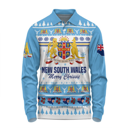 New South Wales Christmas Long Sleeve Polo Shirt - Merry Chrissie Long Sleeve Polo Shirt