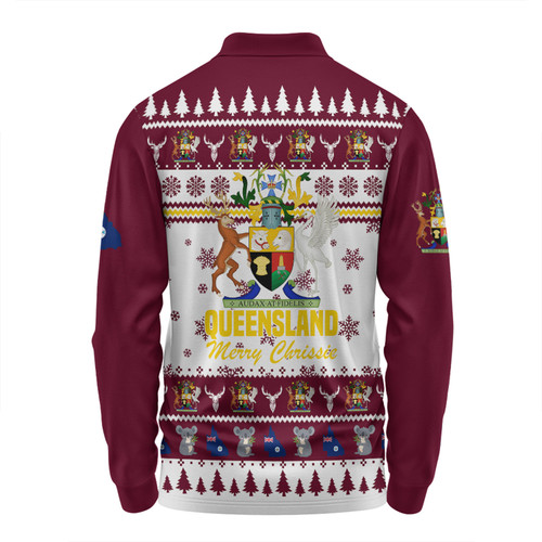 Queensland Christmas Long Sleeve Polo Shirt - Merry Chrissie Long Sleeve Polo Shirt Queensland Christmas Long Sleeve Polo Shirt - Merry Chrissie Long Sleeve Polo Shirt