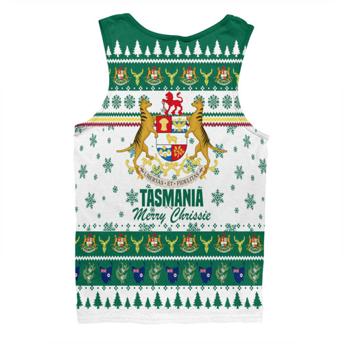 Tasmania Christmas Men Singlet - Merry Chrissie Men Singlet Tasmania Christmas Men Singlet - Merry Chrissie Men Singlet
