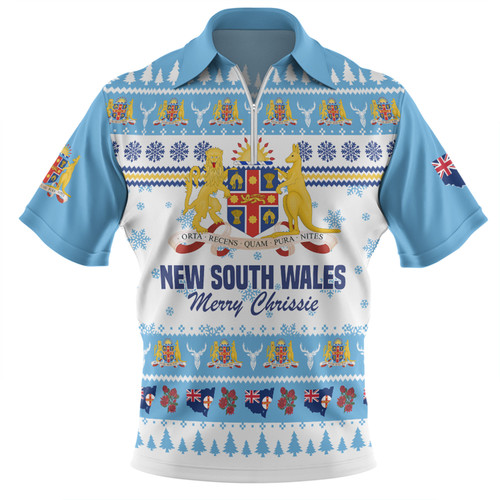 New South Wales Christmas Zip Polo Shirt - Merry Chrissie Zip Polo Shirt