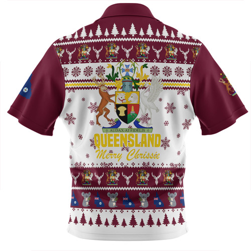 Queensland Christmas Zip Polo Shirt - Merry Chrissie Zip Polo Shirt Queensland Christmas Zip Polo Shirt - Merry Chrissie Zip Polo Shirt