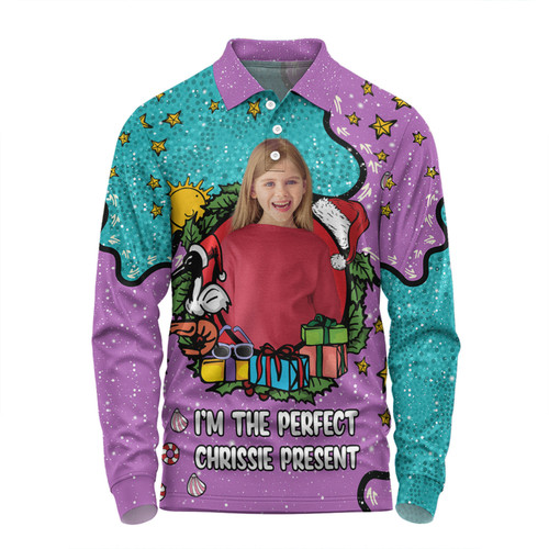 Australia Christmas Custom Long Sleeve Polo Shirt - I'm the Perfect Present Purple Long Sleeve Polo Shirt Australia Christmas Custom Long Sleeve Polo Shirt - I'm the Perfect Present Purple Long Sleeve Polo Shirt