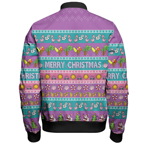 Australia Christmas Custom Bomber Jacket - Personalised Purple Summer Vibes Chrissie Present Bomber Jacket Australia Christmas Custom Bomber Jacket - Personalised Purple Summer Vibes Chrissie Present Bomber Jacket