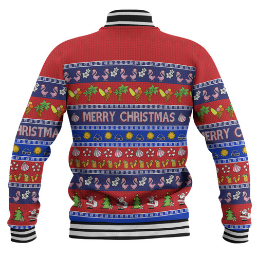Australia Christmas Custom Baseball Jacket - Personalised Blue Summer Vibes Chrissie Present Baseball Jacket Australia Christmas Custom Baseball Jacket - Personalised Blue Summer Vibes Chrissie Present Baseball Jacket