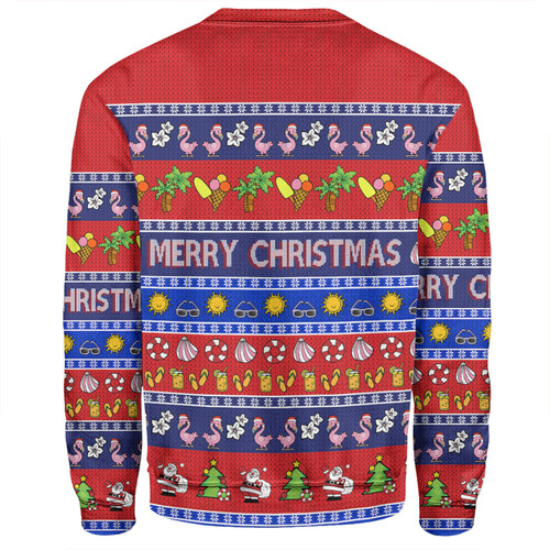 Australia Christmas Custom Sweatshirt - Personalised Blue Summer Vibes Chrissie Present Sweatshirt Australia Christmas Custom Sweatshirt - Personalised Blue Summer Vibes Chrissie Present Sweatshirt