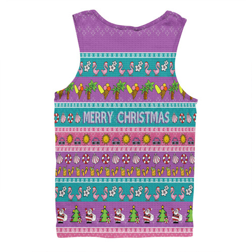 Australia Christmas Custom Men Singlet - Personalised Purple Summer Vibes Chrissie Present Men Singlet Australia Christmas Custom Men Singlet - Personalised Purple Summer Vibes Chrissie Present Men Singlet