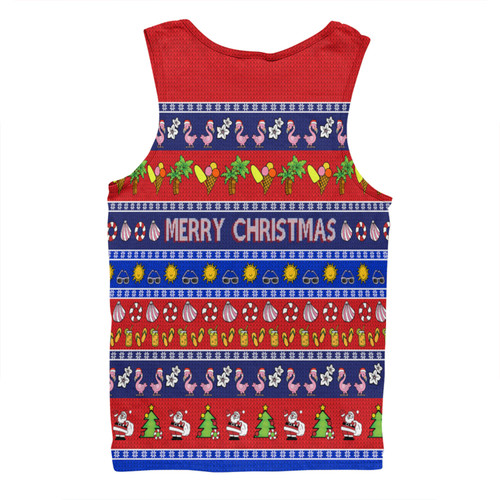 Australia Christmas Custom Men Singlet - Personalised Blue Summer Vibes Chrissie Present Men Singlet