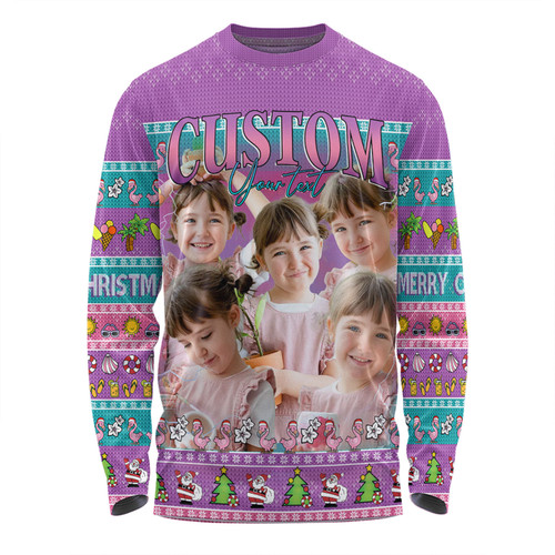 Australia Christmas Custom Long Sleeve T-shirt - Personalised Purple Summer Vibes Chrissie Present Long Sleeve T-shirt