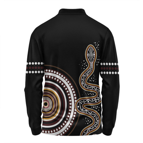Australia Rainbow Serpent Aboriginal Custom Long Sleeve Polo Shirt - Dreamtime Mother of Life Black Long Sleeve Polo Shirt Australia Rainbow Serpent Aboriginal Custom Long Sleeve Polo Shirt - Dreamtime Mother of Life Black Long Sleeve Polo Shirt