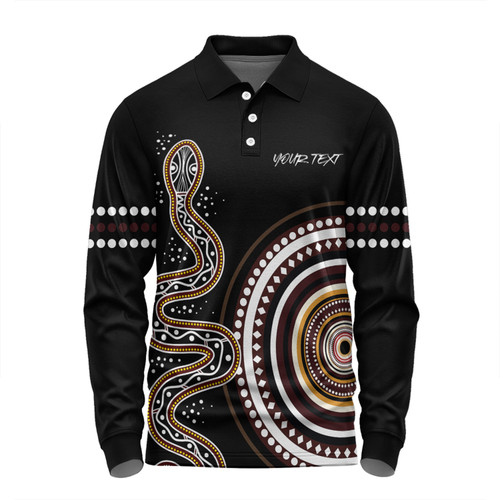 Australia Rainbow Serpent Aboriginal Custom Long Sleeve Polo Shirt - Dreamtime Mother of Life Black Long Sleeve Polo Shirt Australia Rainbow Serpent Aboriginal Custom Long Sleeve Polo Shirt - Dreamtime Mother of Life Black Long Sleeve Polo Shirt