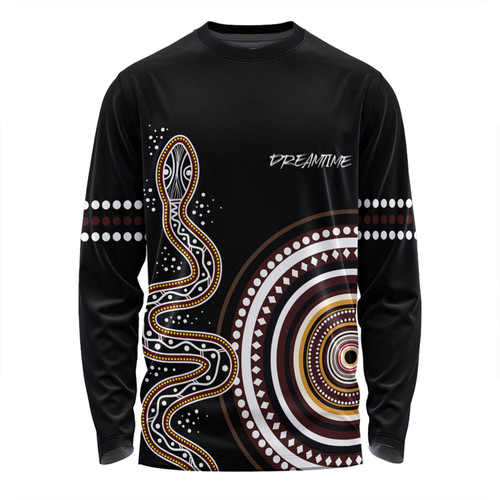 Australia Rainbow Serpent Aboriginal Custom Long Sleeve T-shirt - Dreamtime Mother of Life Black Long Sleeve T-shirt