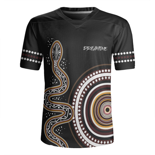 Australia Rainbow Serpent Aboriginal Custom Rugby Jersey - Dreamtime Mother of Life Black Rugby Jersey