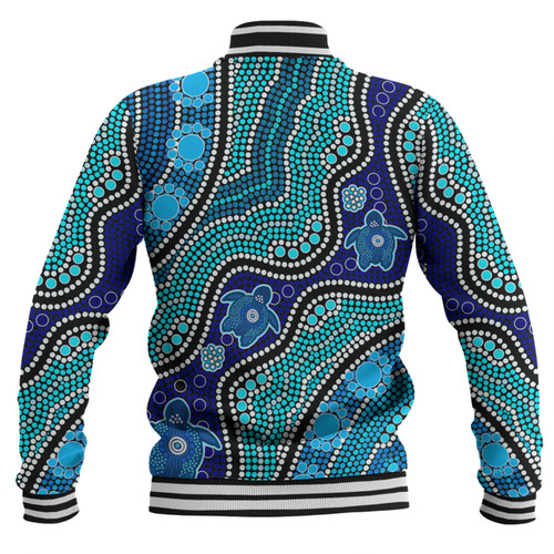 Australia Turtles Aboriginal Custom Baseball Jacket - Dreamtime River And Turtles Dot Art Painting Baseball Jacket Australia Turtles Aboriginal Custom Baseball Jacket - Dreamtime River And Turtles Dot Art Painting Baseball Jacket