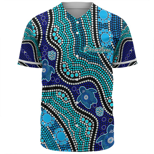 Australia Turtles Aboriginal Custom Baseball Shirt - Dreamtime River And Turtles Dot Art Painting Baseball Shirt