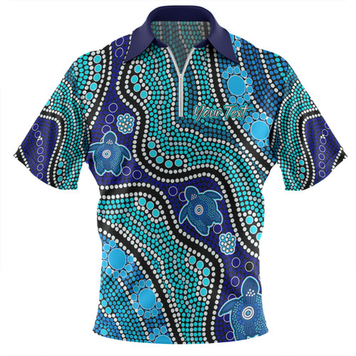 Australia Turtles Aboriginal Custom Zip Polo Shirt - Dreamtime River And Turtles Dot Art Painting Zip Polo Shirt Australia Turtles Aboriginal Custom Zip Polo Shirt - Dreamtime River And Turtles Dot Art Painting Zip Polo Shirt