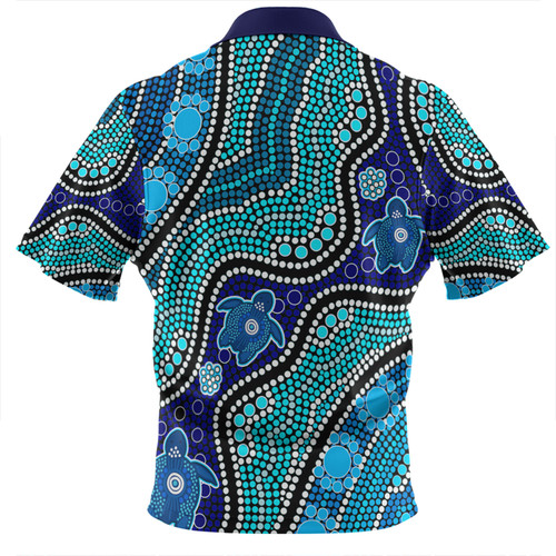 Australia Turtles Aboriginal Custom Zip Polo Shirt - Dreamtime River And Turtles Dot Art Painting Zip Polo Shirt Australia Turtles Aboriginal Custom Zip Polo Shirt - Dreamtime River And Turtles Dot Art Painting Zip Polo Shirt