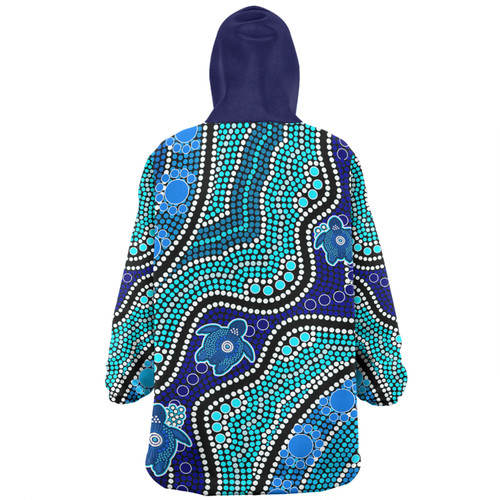 Australia Personalised Aboriginal Custom Snug Hoodie - River And Turtles Dot Art Painting Blue Snug Hoodie Australia Personalised Aboriginal Custom Snug Hoodie - River And Turtles Dot Art Painting Blue Snug Hoodie