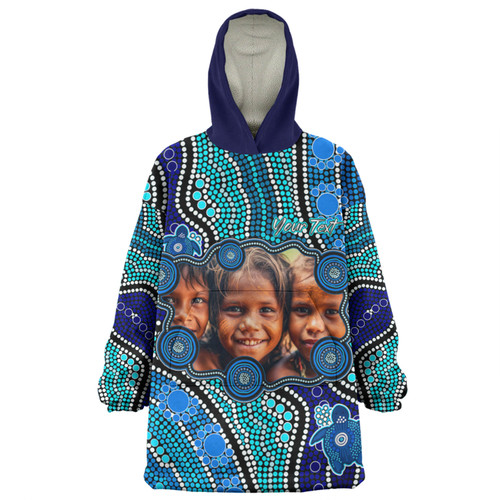 Australia Personalised Aboriginal Custom Snug Hoodie - River And Turtles Dot Art Painting Blue Snug Hoodie Australia Personalised Aboriginal Custom Snug Hoodie - River And Turtles Dot Art Painting Blue Snug Hoodie