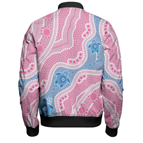 Australia Personalised Aboriginal Custom Bomber Jacket - River And Turtles Dot Art Painting Pink Bomber Jacket Australia Personalised Aboriginal Custom Bomber Jacket - River And Turtles Dot Art Painting Pink Bomber Jacket