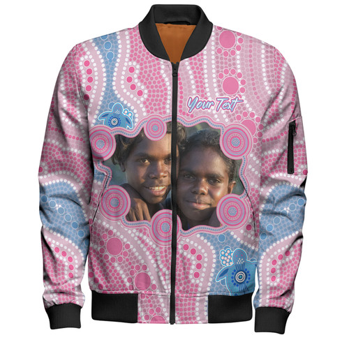 Australia Personalised Aboriginal Custom Bomber Jacket - River And Turtles Dot Art Painting Pink Bomber Jacket Australia Personalised Aboriginal Custom Bomber Jacket - River And Turtles Dot Art Painting Pink Bomber Jacket