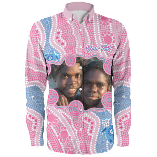 Australia Personalised Aboriginal Custom Long Sleeve Shirt - River And Turtles Dot Art Painting Pink Long Sleeve Shirt