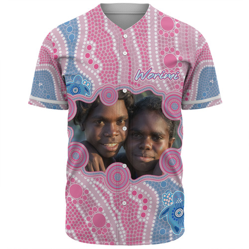 Australia Personalised Aboriginal Custom Baseball Shirt - River And Turtles Dot Art Painting Pink Baseball Shirt