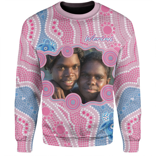 Australia Personalised Aboriginal Custom Sweatshirt - River And Turtles Dot Art Painting Pink Sweatshirt