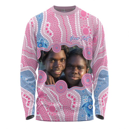 Australia Personalised Aboriginal Custom Long Sleeve T-shirt - River And Turtles Dot Art Painting Pink Long Sleeve T-shirt Australia Personalised Aboriginal Custom Long Sleeve T-shirt - River And Turtles Dot Art Painting Pink Long Sleeve T-shirt