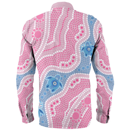 Australia Turtles Aboriginal Custom Long Sleeve Shirt - Dreamtime River And Turtles Dot Art Painting Pink Long Sleeve Shirt Australia Turtles Aboriginal Custom Long Sleeve Shirt - Dreamtime River And Turtles Dot Art Painting Pink Long Sleeve Shirt