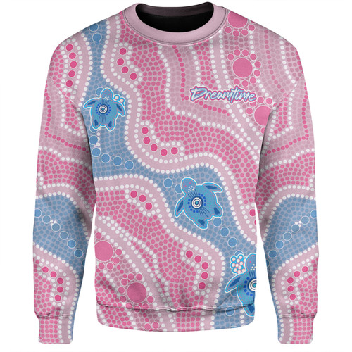 Australia Turtles Aboriginal Custom Sweatshirt - Dreamtime River And Turtles Dot Art Painting Pink Sweatshirt