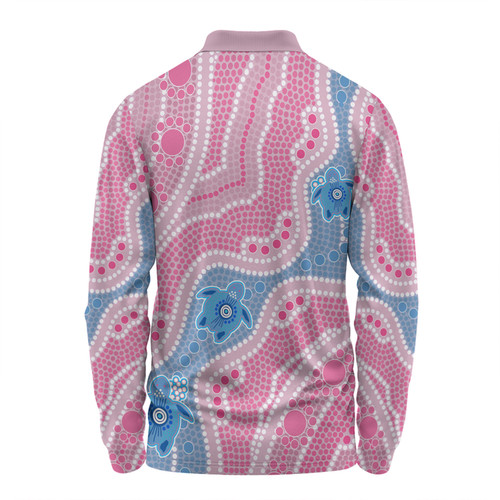 Australia Turtles Aboriginal Custom Long Sleeve Polo Shirt - Dreamtime River And Turtles Dot Art Painting Pink Long Sleeve Polo Shirt Australia Turtles Aboriginal Custom Long Sleeve Polo Shirt - Dreamtime River And Turtles Dot Art Painting Pink Long Sleeve Polo Shirt