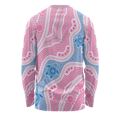 Australia Turtles Aboriginal Custom Long Sleeve T-shirt - Dreamtime River And Turtles Dot Art Painting Pink Long Sleeve T-shirt Australia Turtles Aboriginal Custom Long Sleeve T-shirt - Dreamtime River And Turtles Dot Art Painting Pink Long Sleeve T-shirt