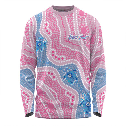 Australia Turtles Aboriginal Custom Long Sleeve T-shirt - Dreamtime River And Turtles Dot Art Painting Pink Long Sleeve T-shirt Australia Turtles Aboriginal Custom Long Sleeve T-shirt - Dreamtime River And Turtles Dot Art Painting Pink Long Sleeve T-shirt