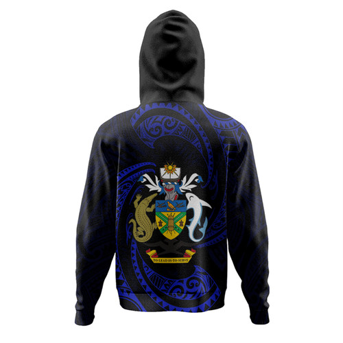 Australia South Sea Islanders Hoodie - Solomon Islands Blue Tribal Wave Pattern Hoodie Australia South Sea Islanders Hoodie - Solomon Islands Blue Tribal Wave Pattern Hoodie