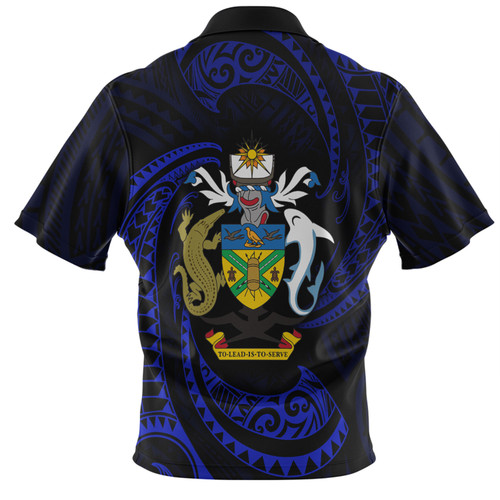 Australia South Sea Islanders Polo Shirt - Solomon Islands Blue Tribal Wave Pattern Polo Shirt Australia South Sea Islanders Polo Shirt - Solomon Islands Blue Tribal Wave Pattern Polo Shirt