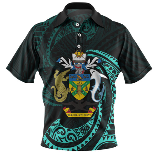 Australia South Sea Islanders Polo Shirt - Solomon Islands Turquoise Tribal Wave Pattern Polo Shirt