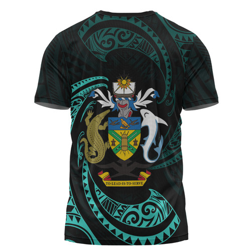 Australia South Sea Islanders T-shirt - Solomon Islands Turquoise Tribal Wave Pattern T-shirt Australia South Sea Islanders T-shirt - Solomon Islands Turquoise Tribal Wave Pattern T-shirt