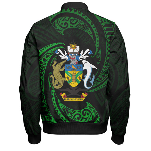 Australia South Sea Islanders Bomber Jacket - Solomon Islands Green Tribal Wave Pattern Bomber Jacket Australia South Sea Islanders Bomber Jacket - Solomon Islands Green Tribal Wave Pattern Bomber Jacket