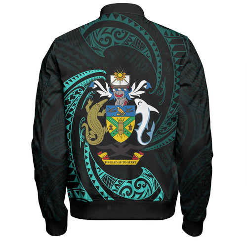 Australia South Sea Islanders Bomber Jacket - Solomon Islands Turquoise Tribal Wave Pattern Bomber Jacket Australia South Sea Islanders Bomber Jacket - Solomon Islands Turquoise Tribal Wave Pattern Bomber Jacket