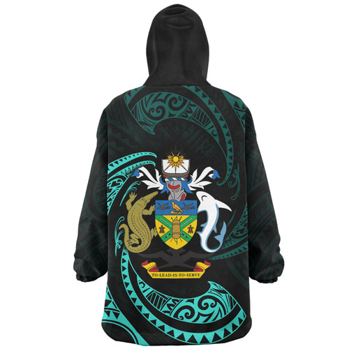 Australia South Sea Islanders Snug Hoodie - Solomon Islands Turquoise Tribal Wave Pattern Snug Hoodie Australia South Sea Islanders Snug Hoodie - Solomon Islands Turquoise Tribal Wave Pattern Snug Hoodie