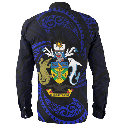 Australia South Sea Islanders Long Sleeve Shirt - Solomon Islands Blue Tribal Wave Pattern Long Sleeve Shirt Australia South Sea Islanders Long Sleeve Shirt - Solomon Islands Blue Tribal Wave Pattern Long Sleeve Shirt