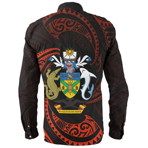 Australia South Sea Islanders Long Sleeve Shirt - Solomon Islands Red Tribal Wave Pattern Long Sleeve Shirt Australia South Sea Islanders Long Sleeve Shirt - Solomon Islands Red Tribal Wave Pattern Long Sleeve Shirt