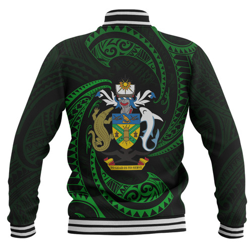 Australia South Sea Islanders Baseball Jacket - Solomon Islands Green Tribal Wave Pattern Baseball Jacket Australia South Sea Islanders Baseball Jacket - Solomon Islands Green Tribal Wave Pattern Baseball Jacket
