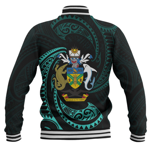 Australia South Sea Islanders Baseball Jacket - Solomon Islands Turquoise Tribal Wave Pattern Baseball Jacket Australia South Sea Islanders Baseball Jacket - Solomon Islands Turquoise Tribal Wave Pattern Baseball Jacket