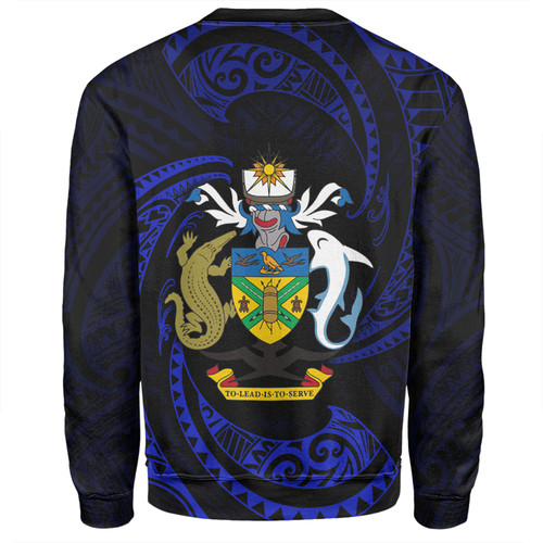 Australia South Sea Islanders Sweatshirt - Solomon Islands Blue Tribal Wave Pattern Sweatshirt Australia South Sea Islanders Sweatshirt - Solomon Islands Blue Tribal Wave Pattern Sweatshirt